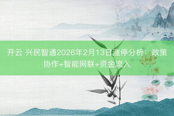 開云 興民智通2026年2月13日漲停分析:政策協(xié)作+智能網(wǎng)聯(lián)+資金流入